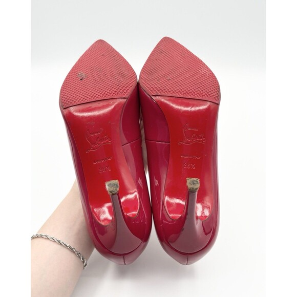Christian Louboutin Red Patent Leather Pigalle 85 Pointed Toe Heels Sz EU 36.5 - Picture 9 of 15